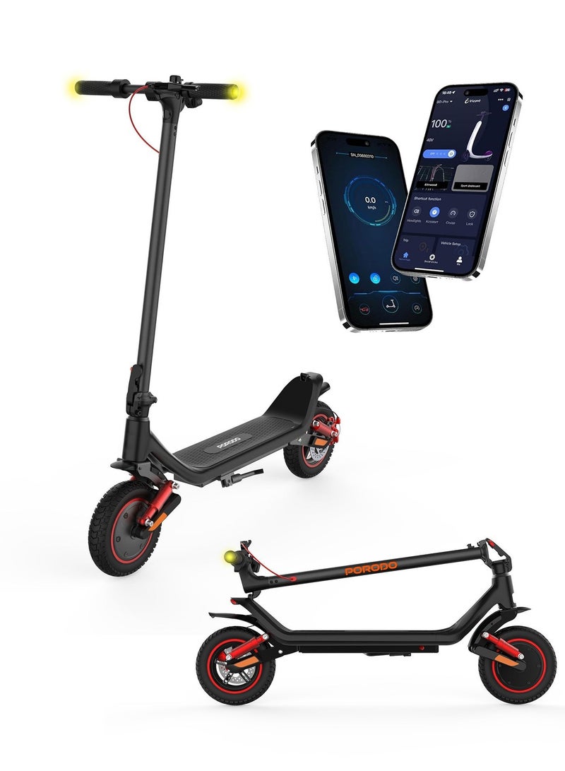 porodo DRIF Foldable Electric Scooter with Impact-Resistant Wheels, 500W Motor, IPX5 Waterproof, 30 Km/h Max Speed, 120 KG Max Load, 28 Km Max Distance, E-Scooter for Adults - Black - Image 1